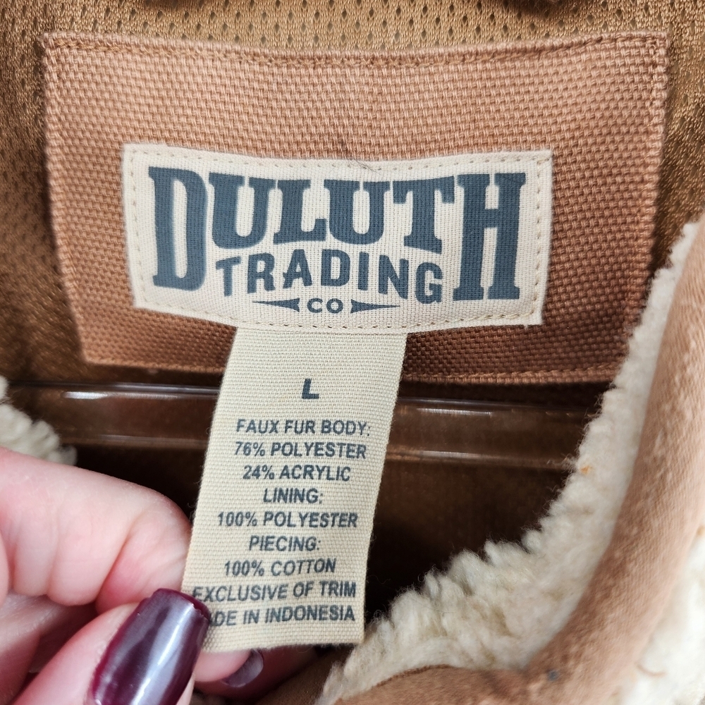 Duluth Trading Co Mens Burly Sherpa Fleece Jacket Size Large Cream Tan - Picture 4 of 8